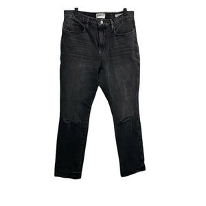 Frame distressed Le Sylvie Slender Straight high waist black jeans. Size 29